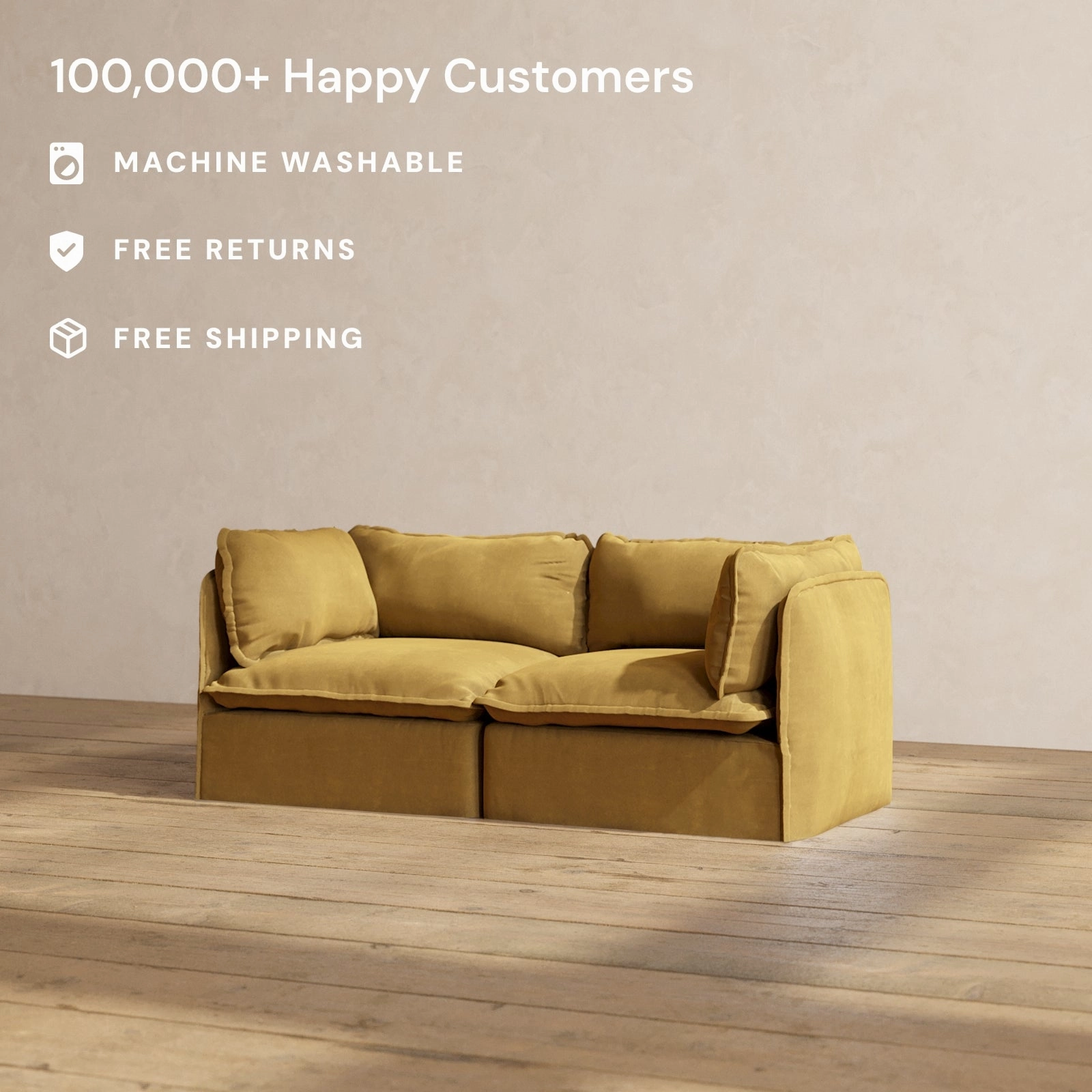 Slipcover Only - Modular Performance 2-Seater | Luxury Velvet in Toffee