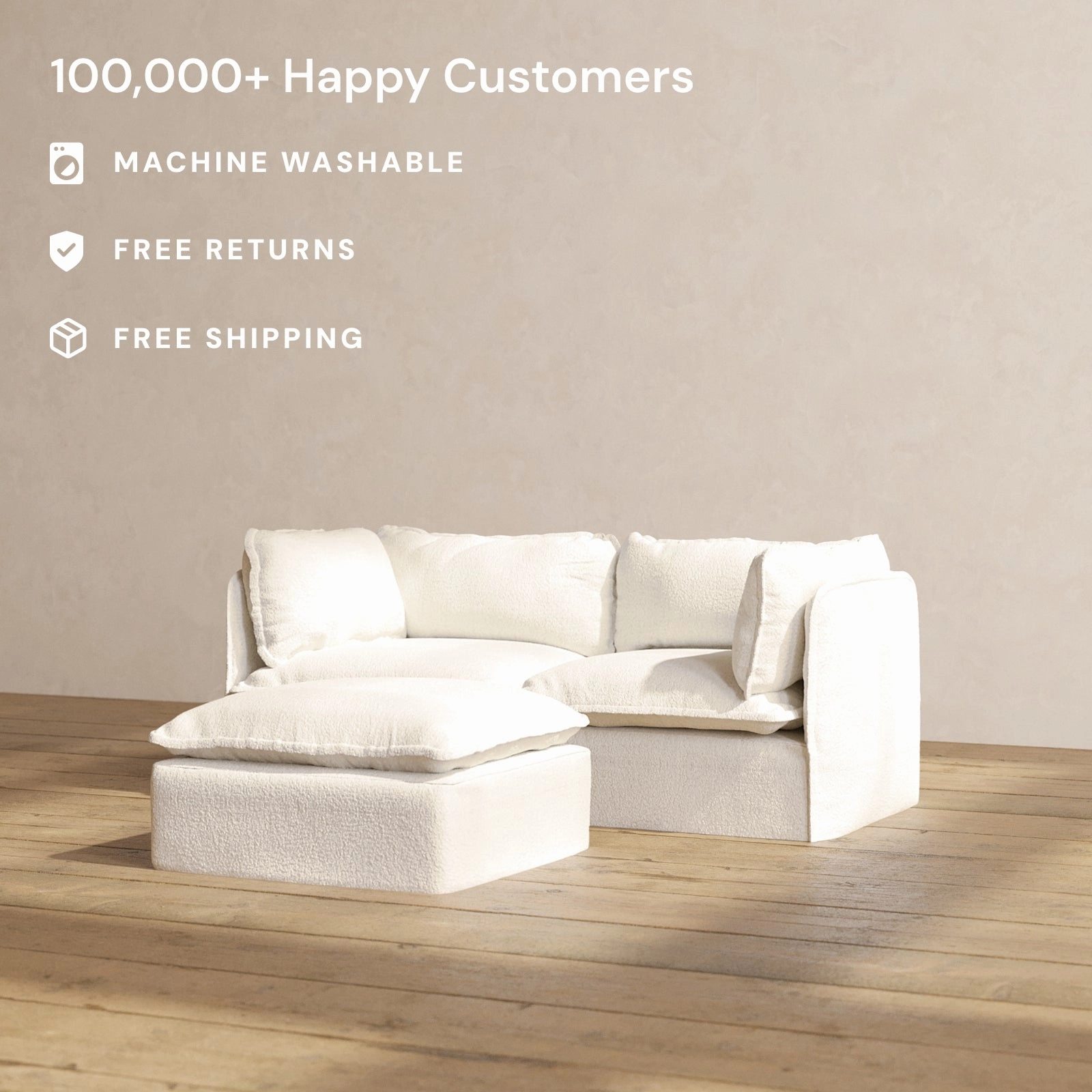 Slipcover Only - Modular Performance 2-Seater   Ottoman | Knit Boucle in Mousse
