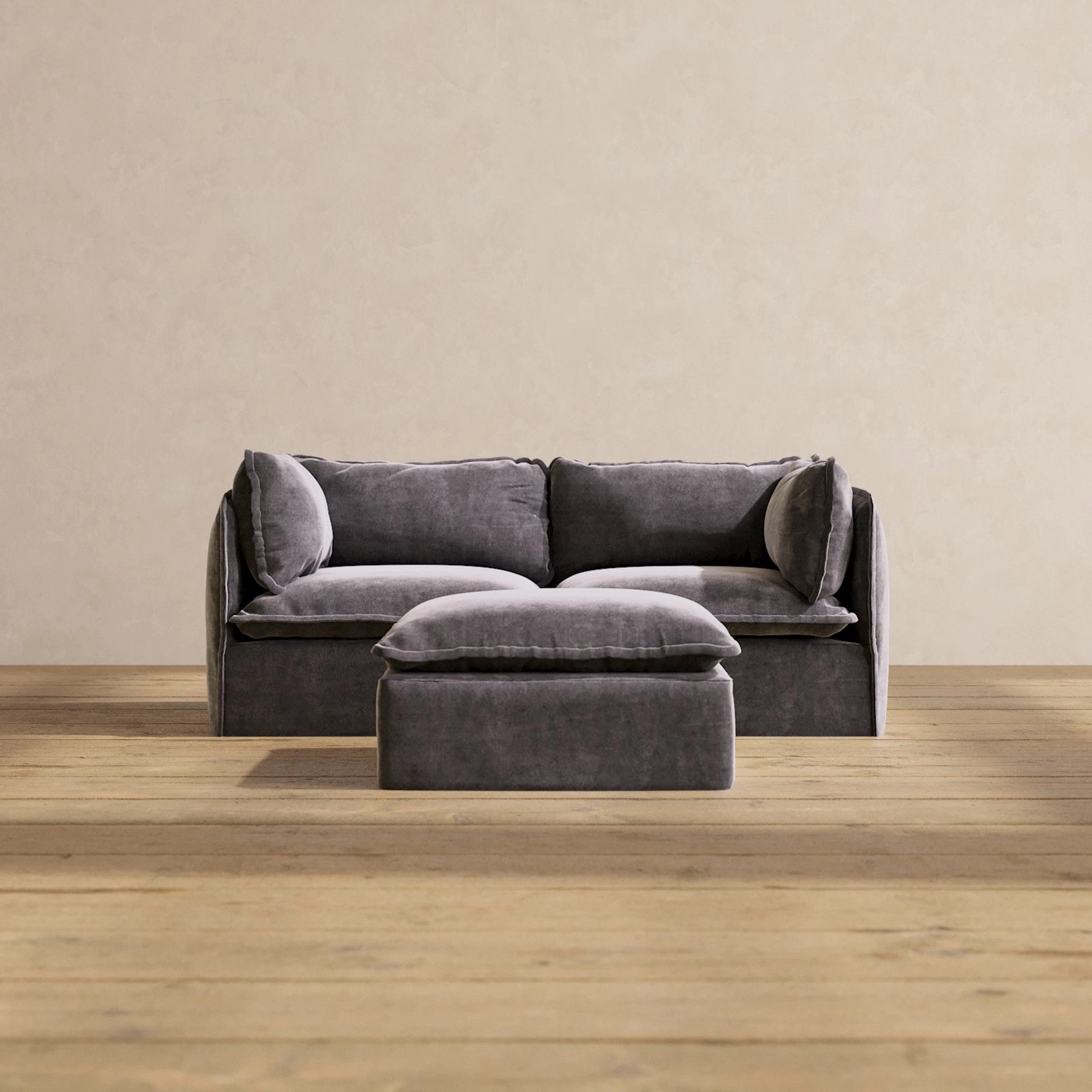Slipcover Only - Modular Performance 2-Seater   Ottoman | Luxury Velvet in Cinder