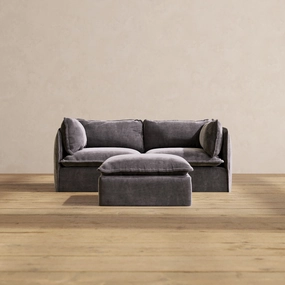 Slipcover Only - Modular Performance 2-Seater   Ottoman | Luxury Velvet in Cinder