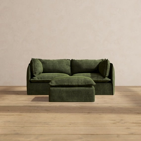 Slipcover Only - Modular Performance 2-Seater   Ottoman | Luxury Velvet in Olive
