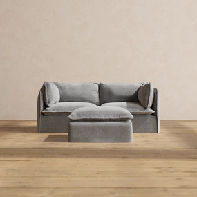 Slipcover Only - Modular Performance 2-Seater   Ottoman | Plush Weave in Ash