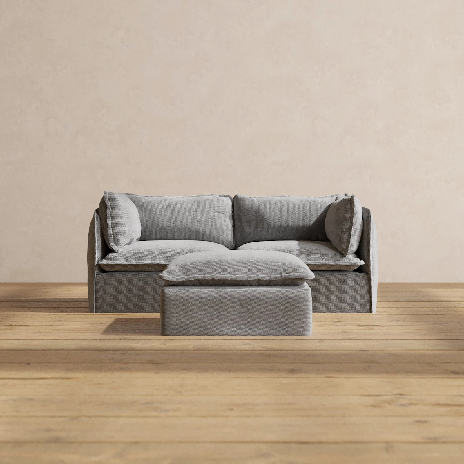 Slipcover Only - Modular Performance 2-Seater   Ottoman | Plush Weave in Ash