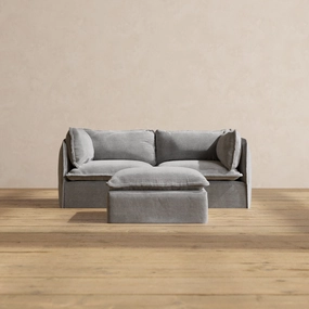 Slipcover Only - Modular Performance 2-Seater   Ottoman | Plush Weave in Ash