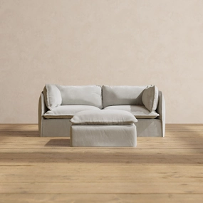 Slipcover Only - Modular Performance 2-Seater   Ottoman | Plush Weave in Cloud