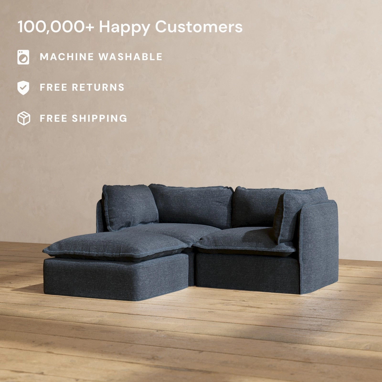 Slipcover Only - Modular Performance 2-Seater Sectional | Blended Weave in Indigo