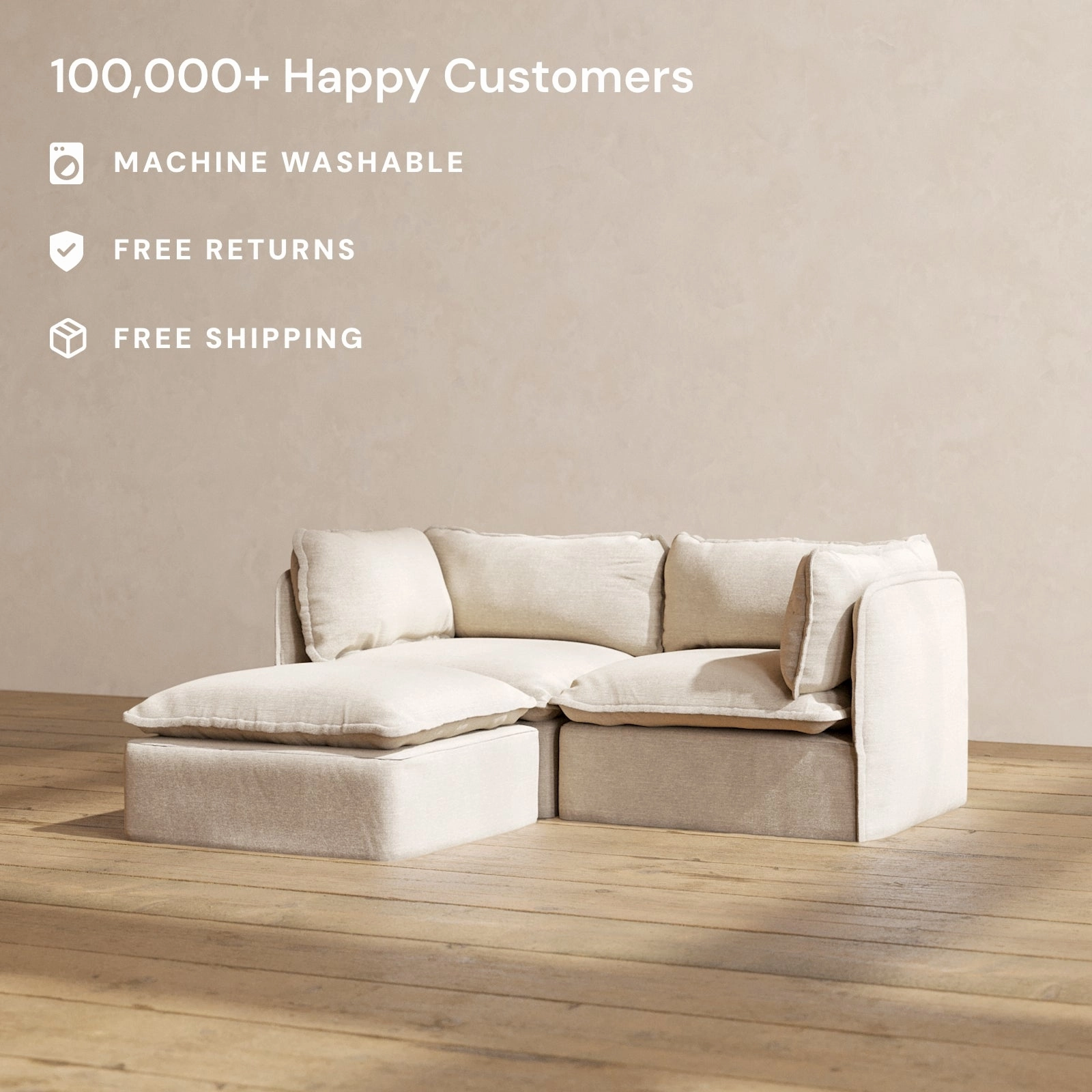 Slipcover Only - Modular Performance 2-Seater Sectional | Blended Weave in Oat