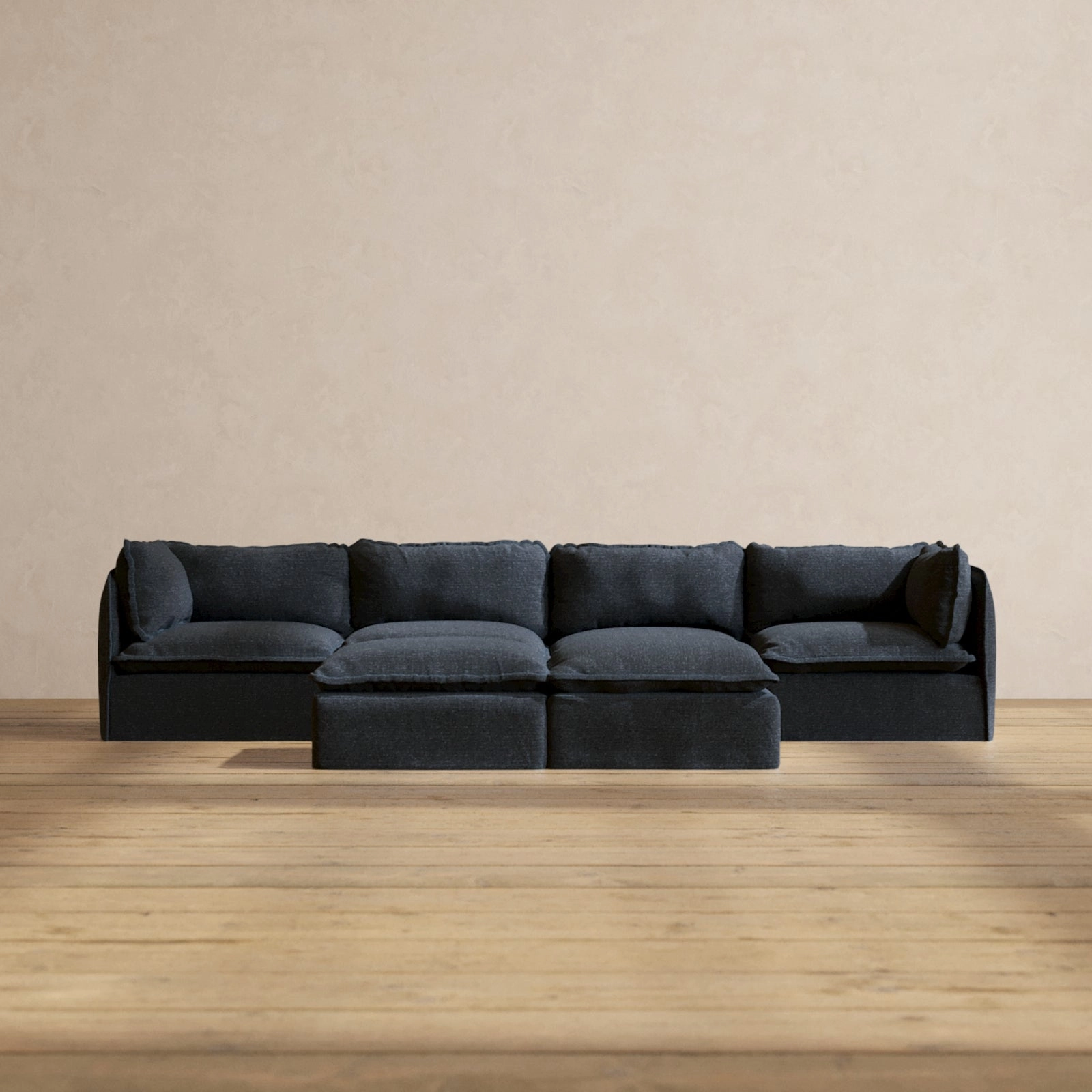 Slipcover Only - Modular Performance 4-Seater   Bench Ottoman | Blended Weave in Indigo