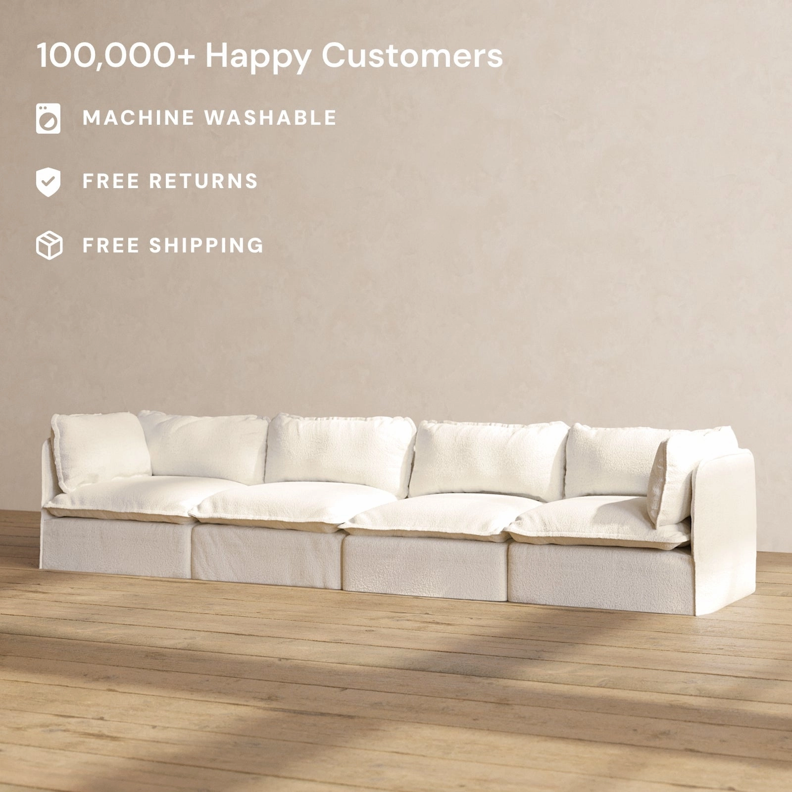 Slipcover Only - Modular Performance 4-Seater | Knit Boucle in Mousse