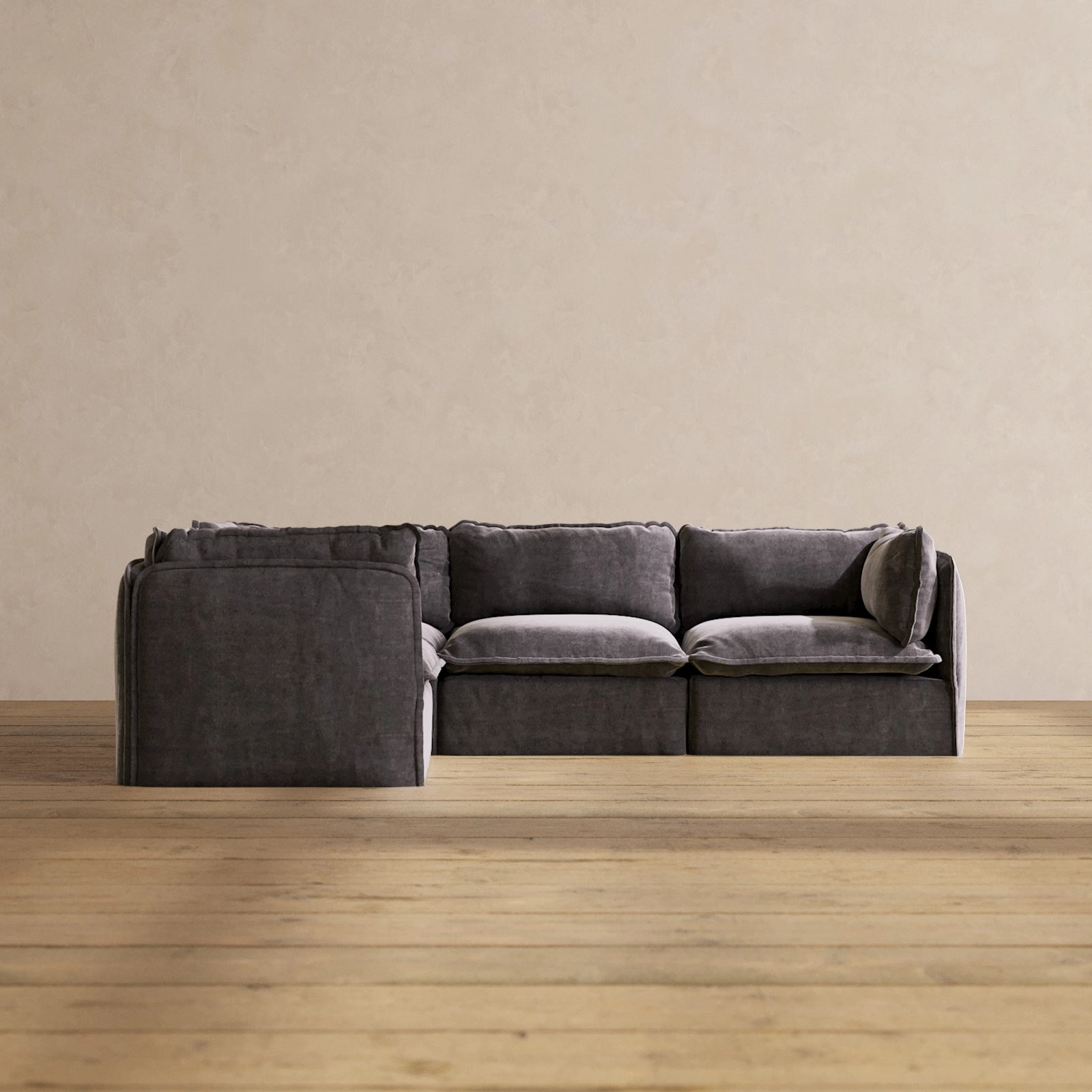 Slipcover Only - Modular Performance 4-Seater Corner Sectional | Luxury Velvet in Cinder