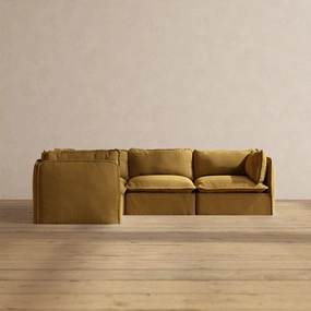 Slipcover Only - Modular Performance 4-Seater Corner Sectional | Luxury Velvet in Toffee