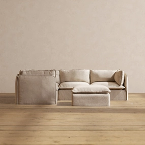 Slipcover Only - Modular Performance 4-Seater Corner Sectional   Ottoman | Blended Weave in Oat
