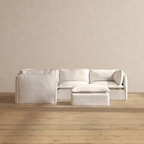 Slipcover Only - Modular Performance 4-Seater Corner Sectional   Ottoman | Knit Boucle in Mousse