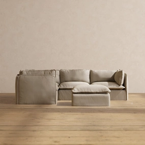 Slipcover Only - Modular Performance 4-Seater Corner Sectional   Ottoman | Luxury Velvet in Dune