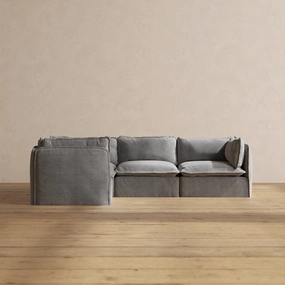 Slipcover Only - Modular Performance 4-Seater Corner Sectional | Plush Weave in Ash