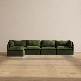 Slipcover Only - Modular Performance 4-Seater Sectional | Luxury Velvet in Olive