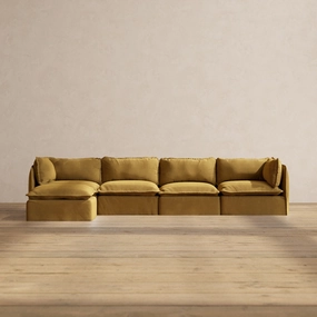 Slipcover Only - Modular Performance 4-Seater Sectional | Luxury Velvet in Toffee