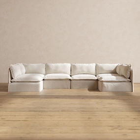 Slipcover Only - Modular Performance 6-Seater Open-Ends U-Sectional | Blended Weave in Flour