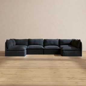 Slipcover Only - Modular Performance 6-Seater Open-Ends U-Sectional | Blended Weave in Indigo