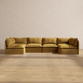 Slipcover Only - Modular Performance 6-Seater Open-Ends U-Sectional | Luxury Velvet in Toffee