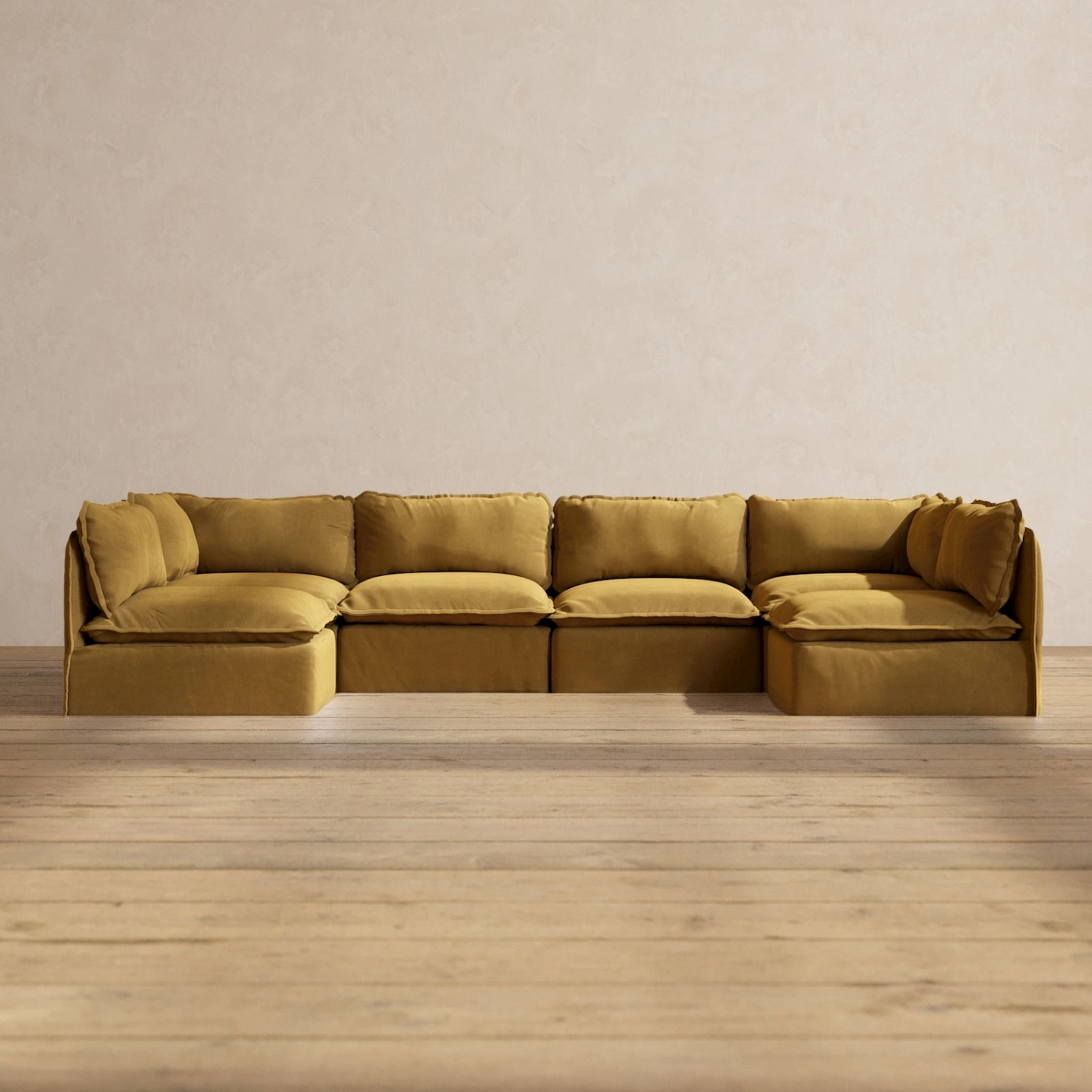 Slipcover Only - Modular Performance 6-Seater Open-Ends U-Sectional | Luxury Velvet in Toffee