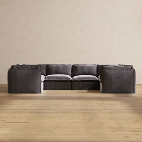 Slipcover Only - Modular Performance 6-Seater U-Sectional | Luxury Velvet in Cinder