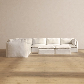 Slipcover Only - Modular Performance 7-Seater Corner Sectional   Bench Ottoman | Knit Boucle in Mousse