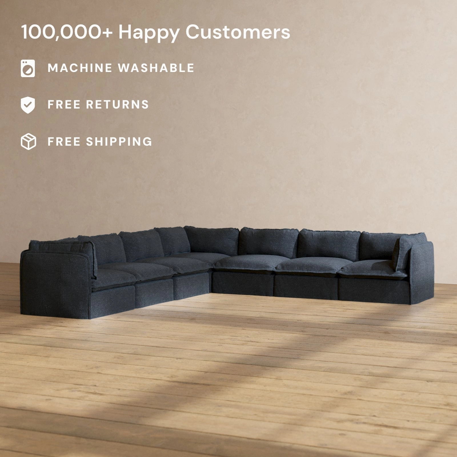 Slipcover Only - Modular Performance 7-Seater Corner Sectional | Blended Weave in Indigo