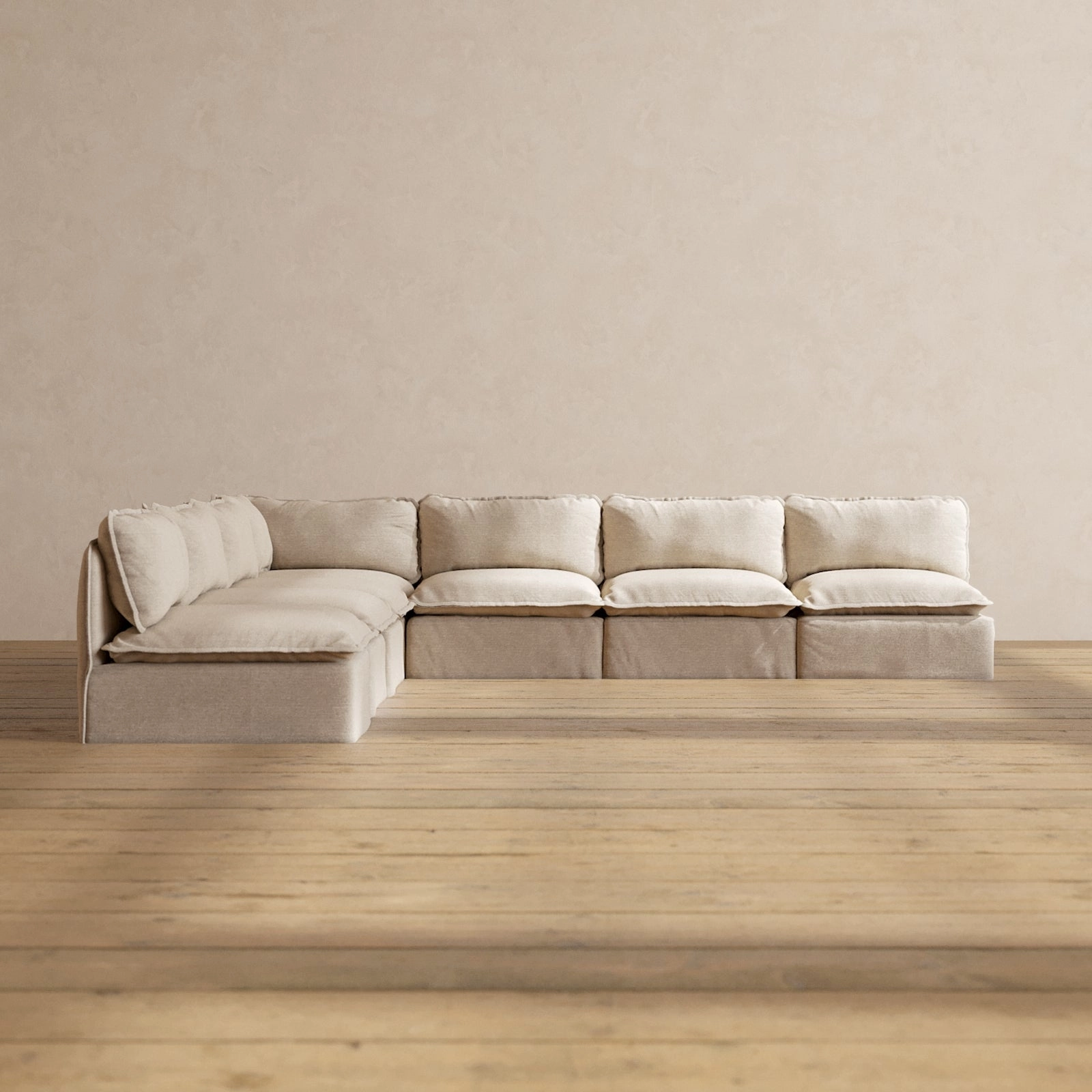 Slipcover Only - Modular Performance 7-Seater Open-Ends Corner Sectional | Blended Weave in Oat