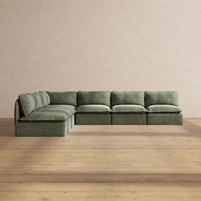 Slipcover Only - Modular Performance 7-Seater Open-Ends Corner Sectional | Heirloom Velvet in Willow