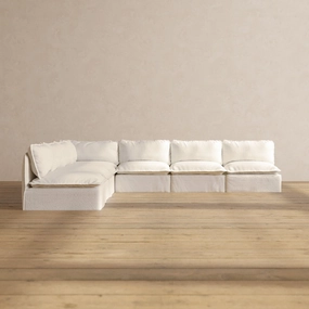 Slipcover Only - Modular Performance 7-Seater Open-Ends Corner Sectional | Knit Boucle in Mousse