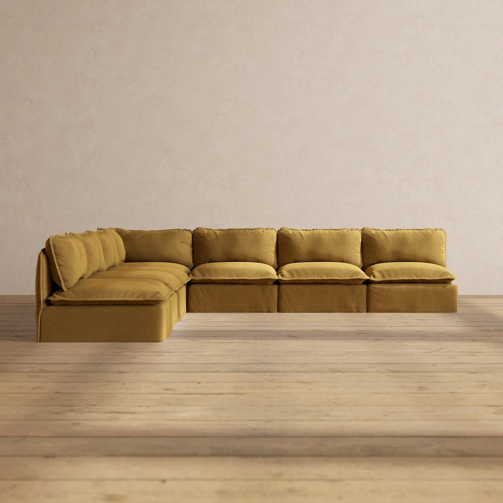 Slipcover Only - Modular Performance 7-Seater Open-Ends Corner Sectional | Luxury Velvet in Toffee