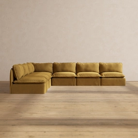 Slipcover Only - Modular Performance 7-Seater Open-Ends Corner Sectional | Luxury Velvet in Toffee