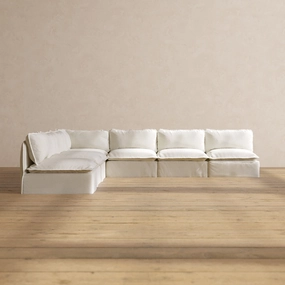 Slipcover Only - Modular Performance 7-Seater Open-Ends Corner Sectional | Plush Weave in Eggshell