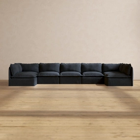 Slipcover Only - Modular Performance 7-Seater Open-Ends U-Sectional | Blended Weave in Indigo