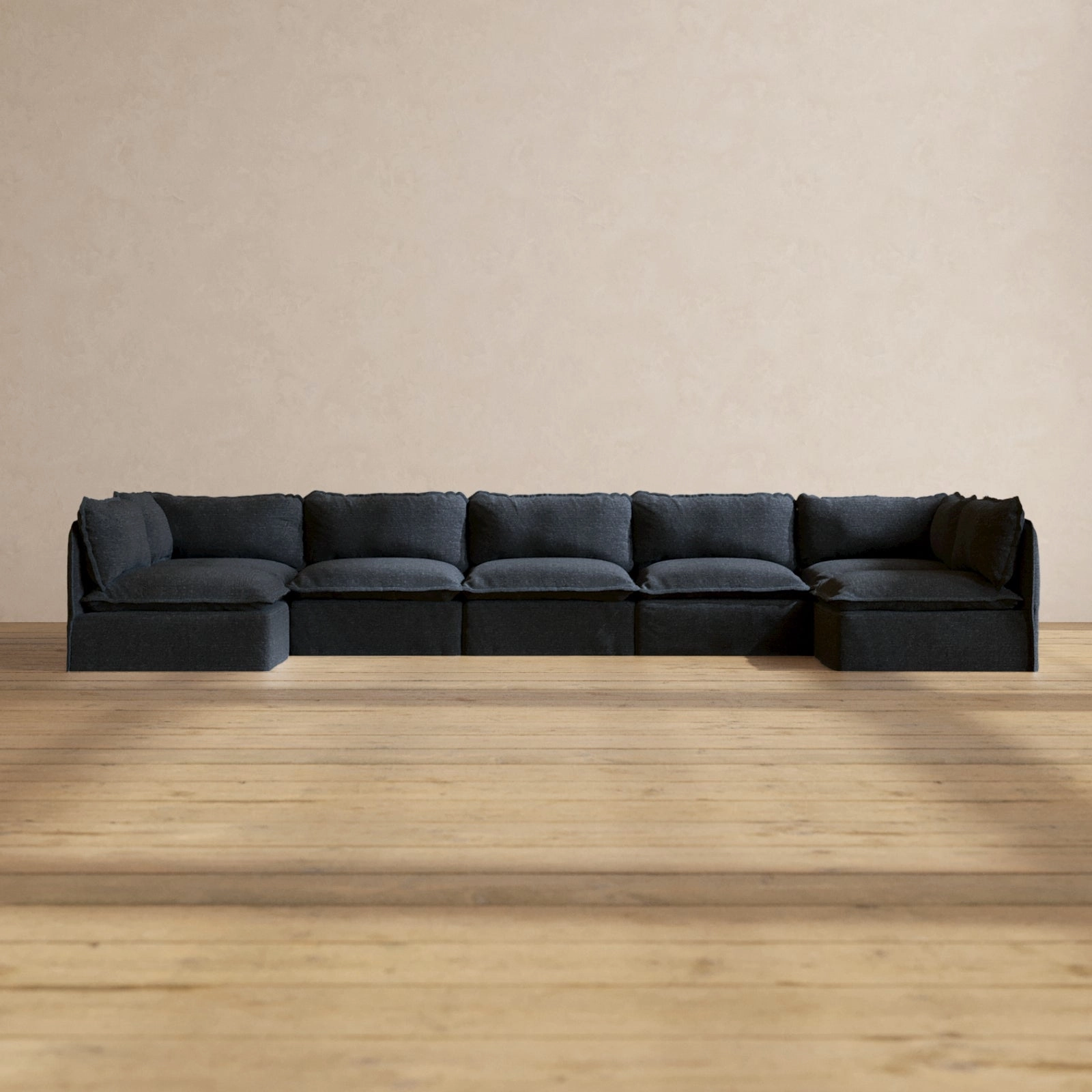 Slipcover Only - Modular Performance 7-Seater Open-Ends U-Sectional | Blended Weave in Indigo