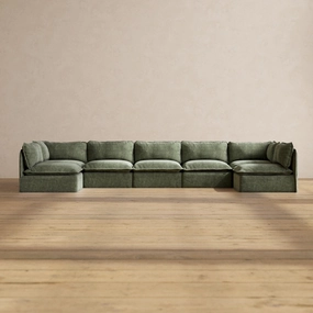 Slipcover Only - Modular Performance 7-Seater Open-Ends U-Sectional | Heirloom Velvet in Willow