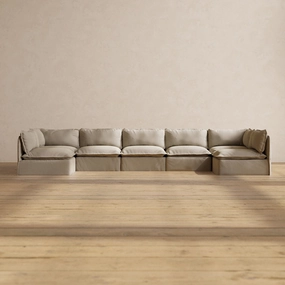 Slipcover Only - Modular Performance 7-Seater Open-Ends U-Sectional | Luxury Velvet in Dune