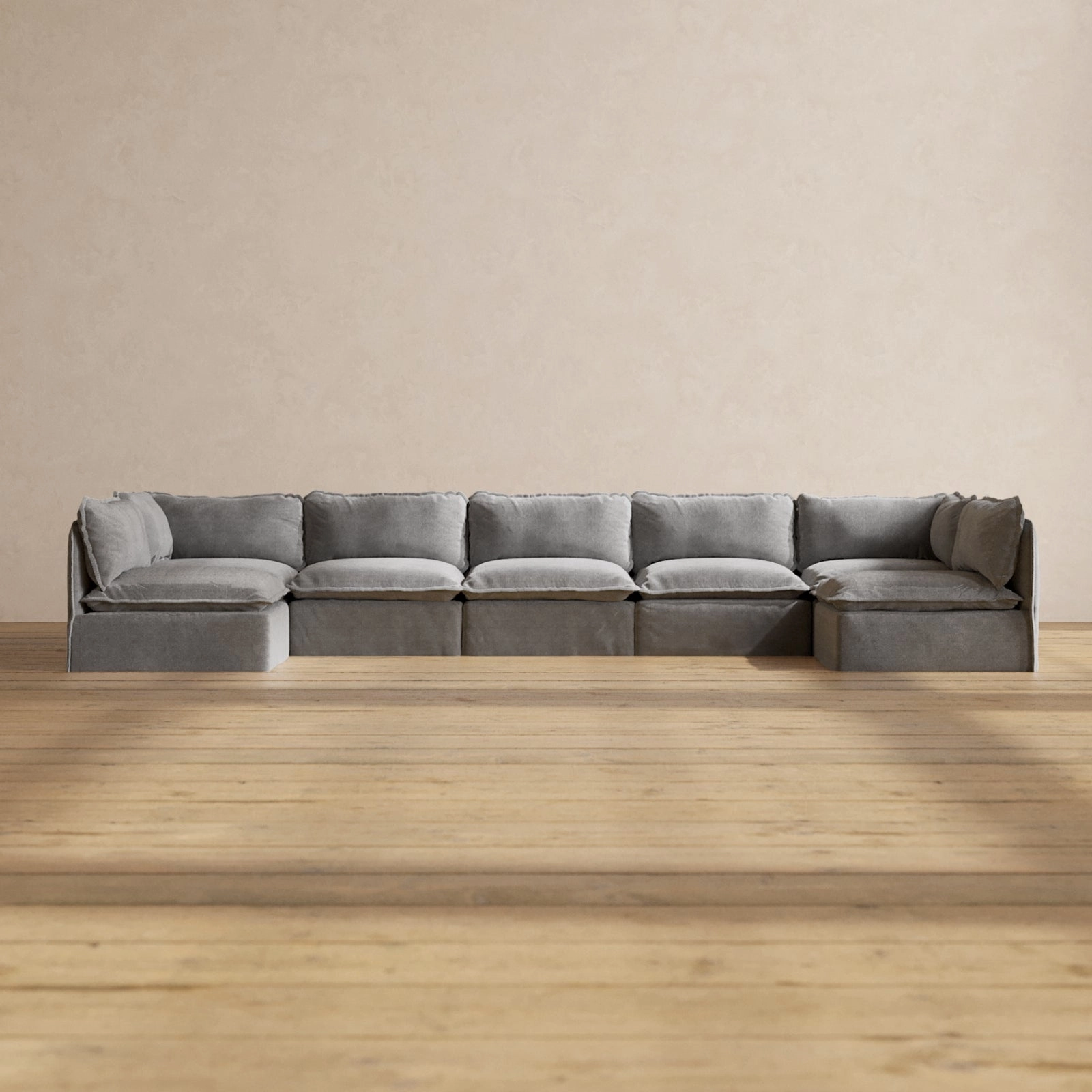 Slipcover Only - Modular Performance 7-Seater Open-Ends U-Sectional | Plush Weave in Ash