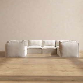 Slipcover Only - Modular Performance 8-Seater U-Sectional | Blended Weave in Flour