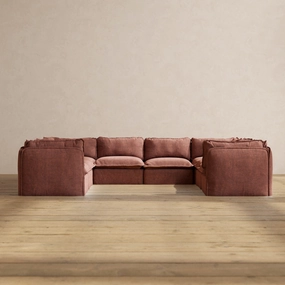 Slipcover Only - Modular Performance 8-Seater U-Sectional | Heirloom Velvet in Chestnut