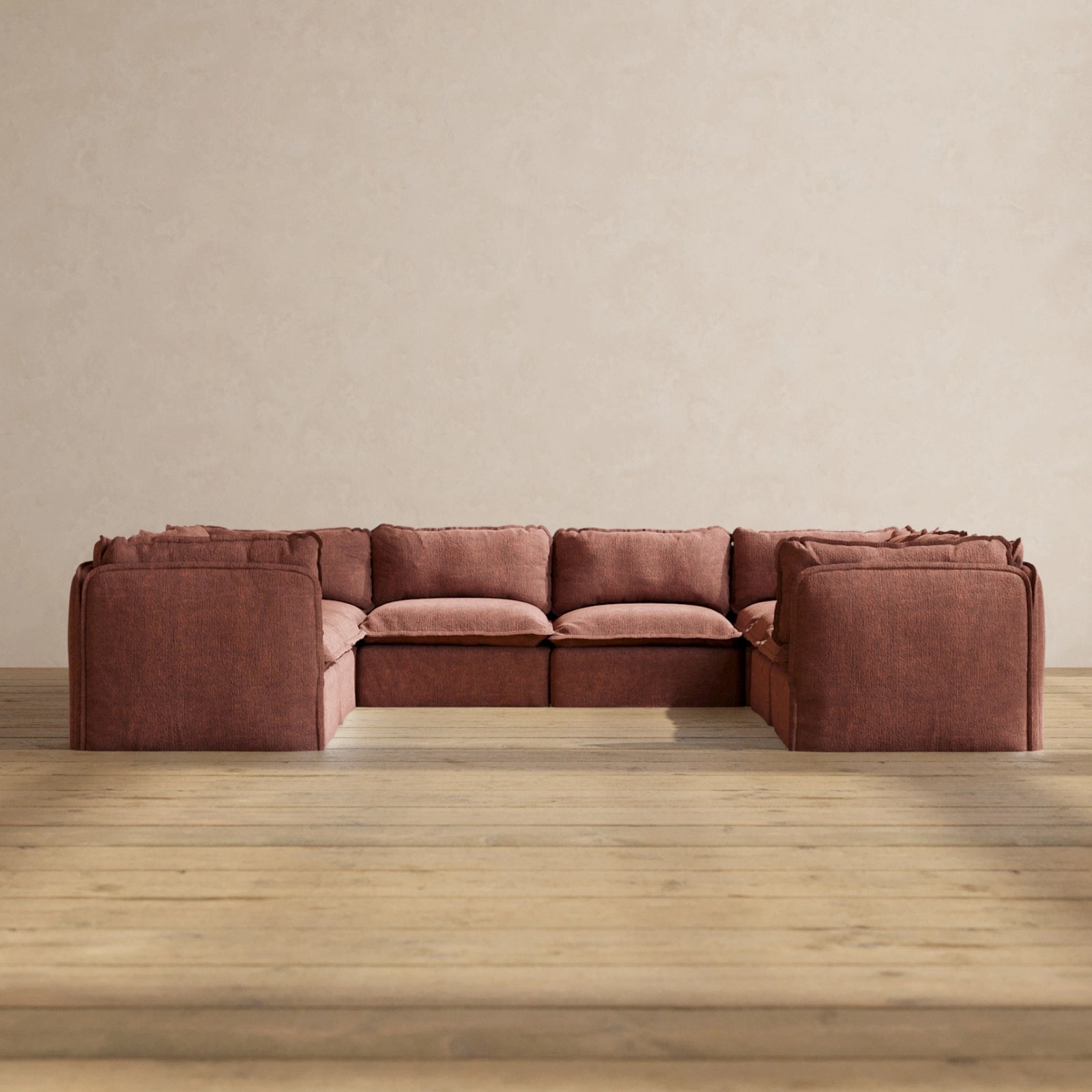 Slipcover Only - Modular Performance 8-Seater U-Sectional | Heirloom Velvet in Chestnut