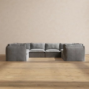 Slipcover Only - Modular Performance 8-Seater U-Sectional | Plush Weave in Ash