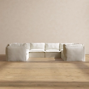Slipcover Only - Modular Performance 8-Seater U-Sectional | Plush Weave in Eggshell