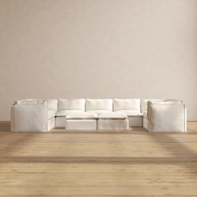Slipcover Only - Modular Performance 9-Seater U-Sectional   Bench Ottoman | Knit Boucle in Mousse