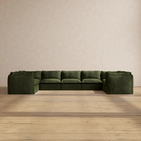 Slipcover Only - Modular Performance 9-Seater U-Sectional | Luxury Velvet in Olive