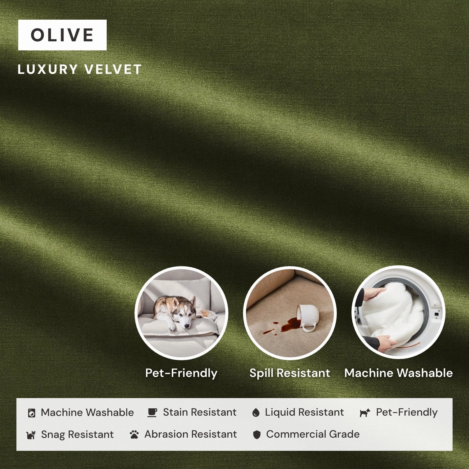 Slipcover Only - Modular Performance 9-Seater U-Sectional | Luxury Velvet in Olive
