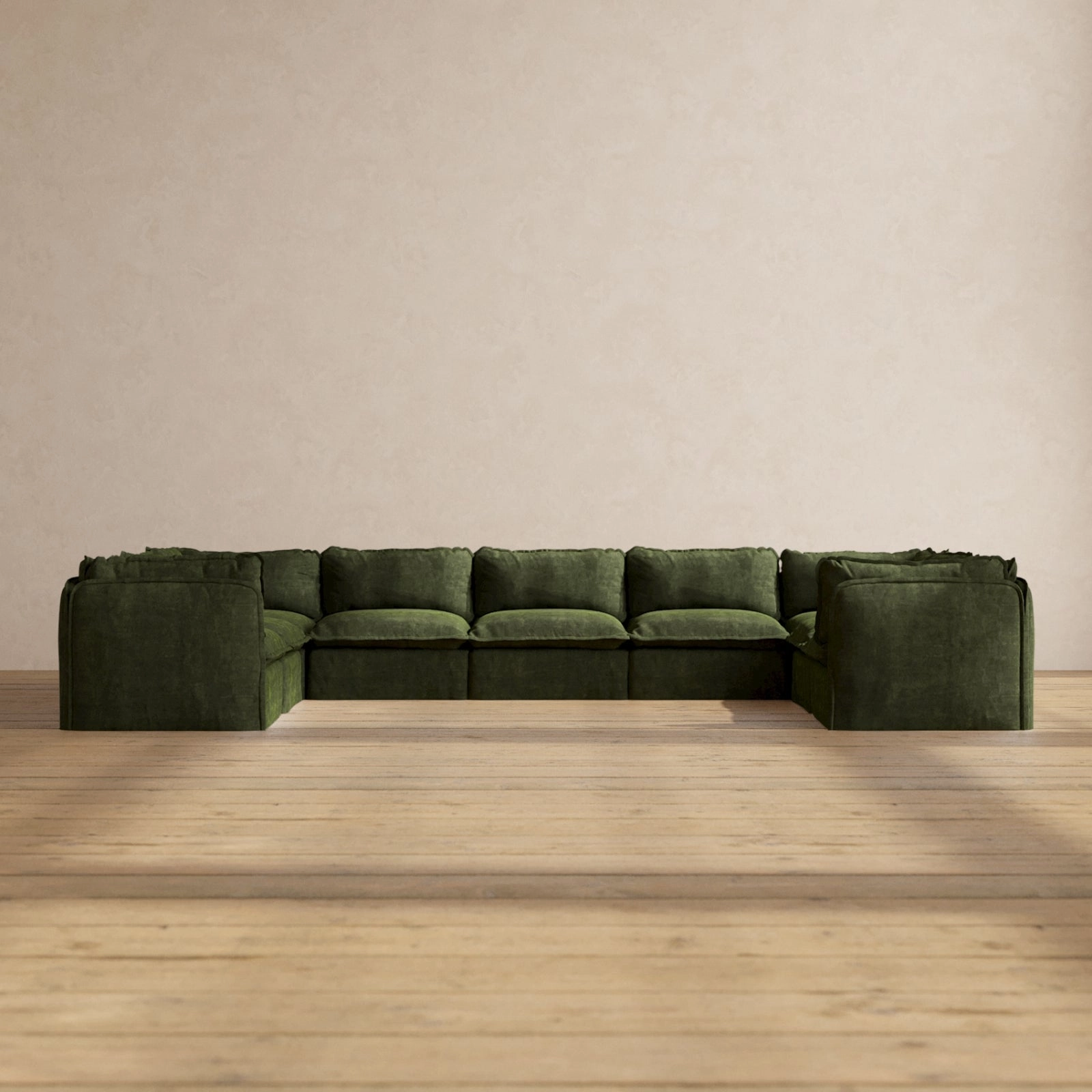 Slipcover Only - Modular Performance 9-Seater U-Sectional | Luxury Velvet in Olive