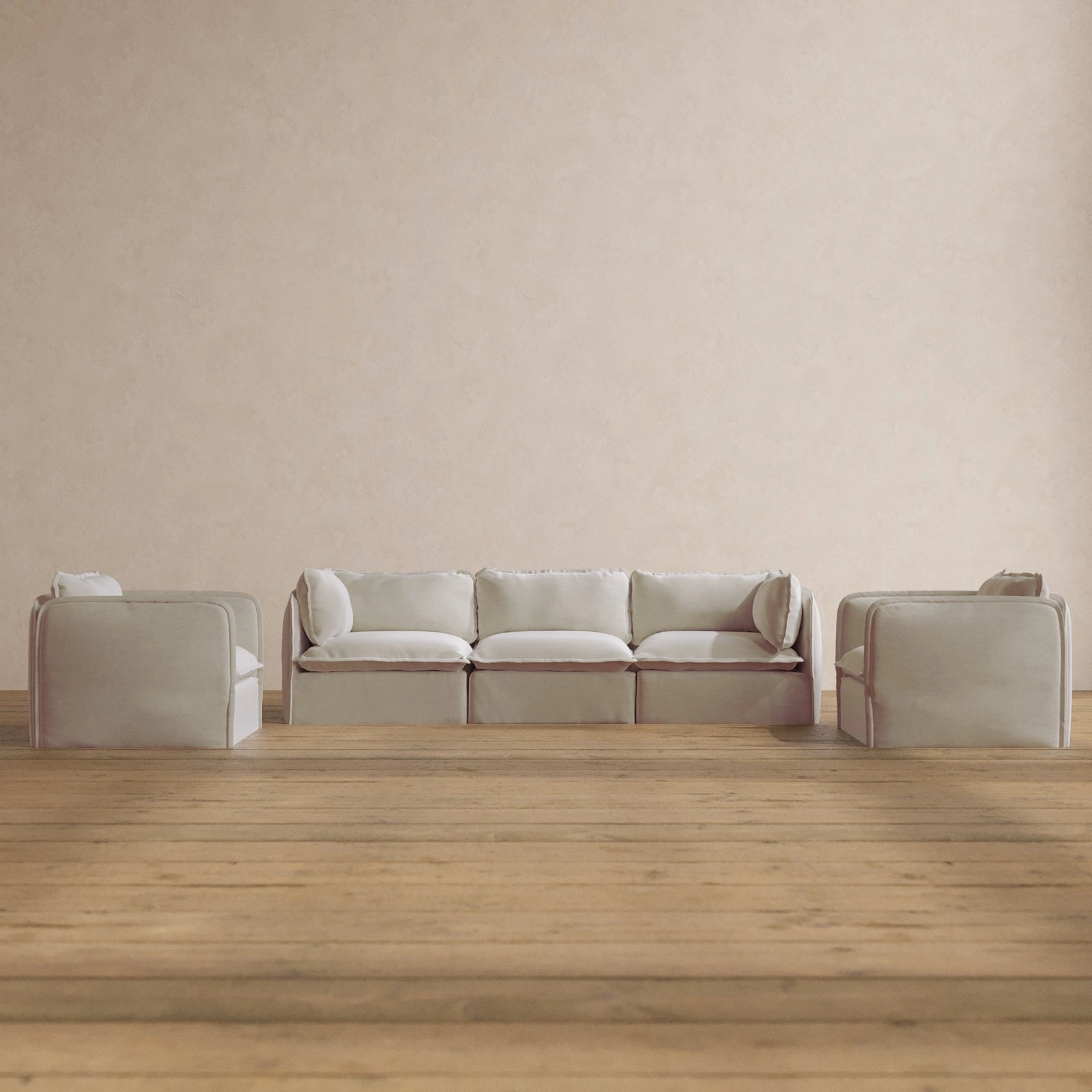 Slipcover Only - Modular Washable 3-Seater Sofa   Armchair Set in Coco