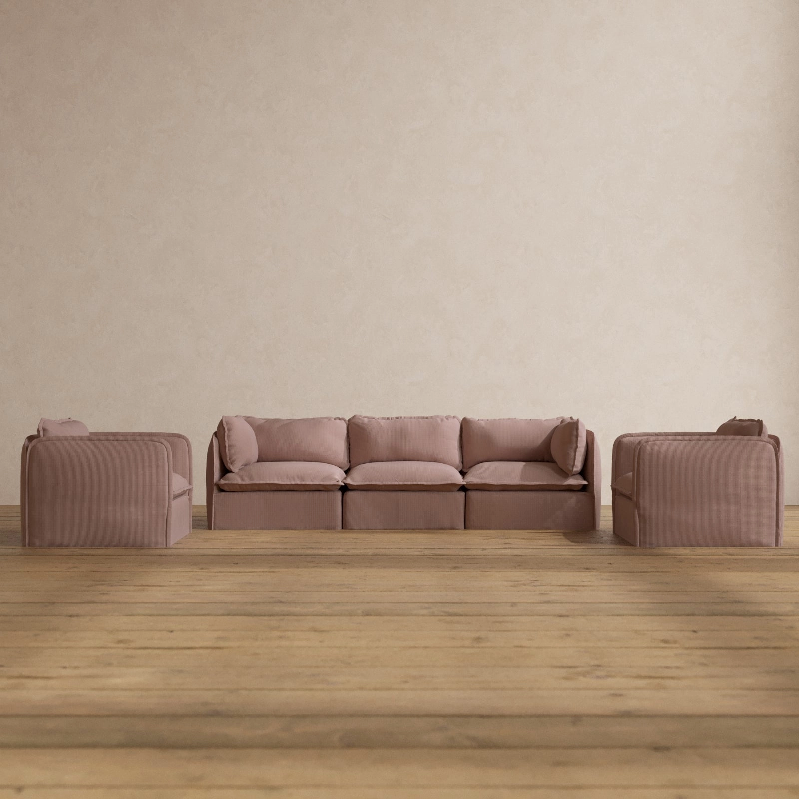 Slipcover Only - Modular Washable 3-Seater Sofa   Armchair Set in Sakura